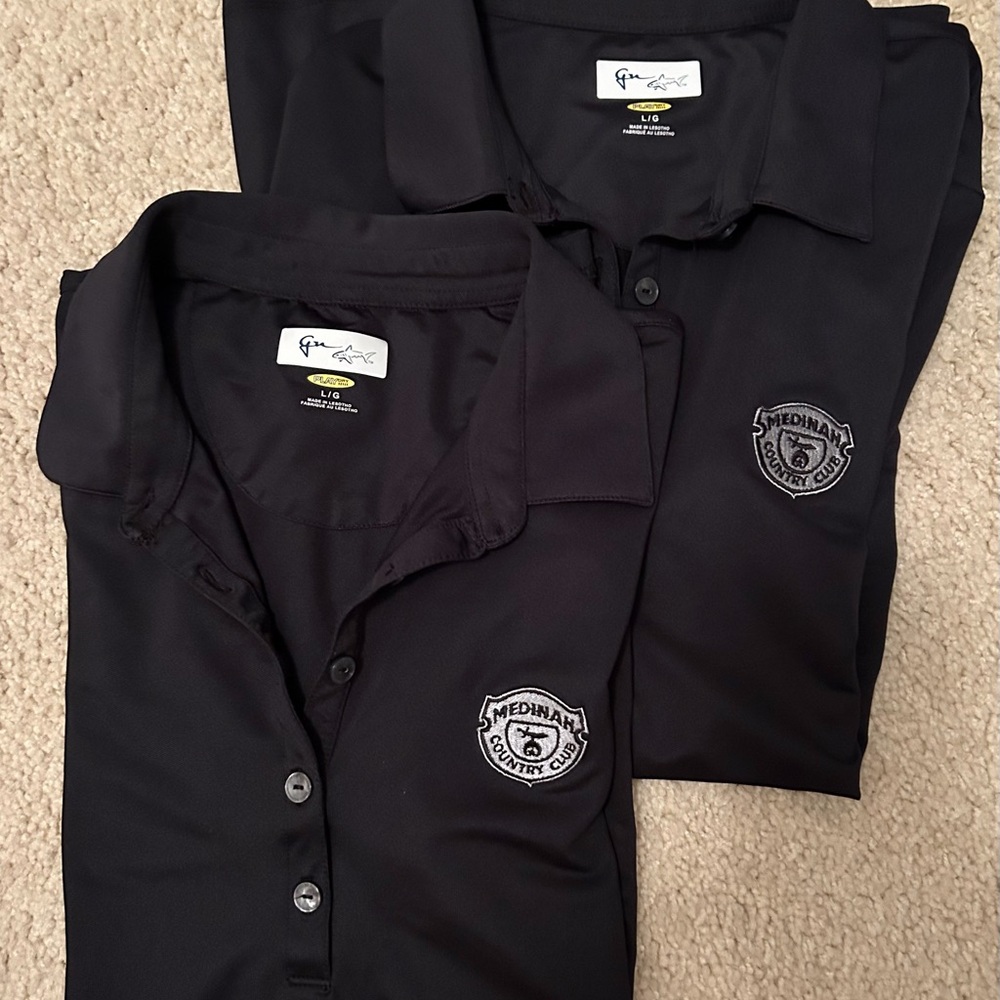 Set of 2 Greg Norman Medinah Country Club Black Polo Shirts